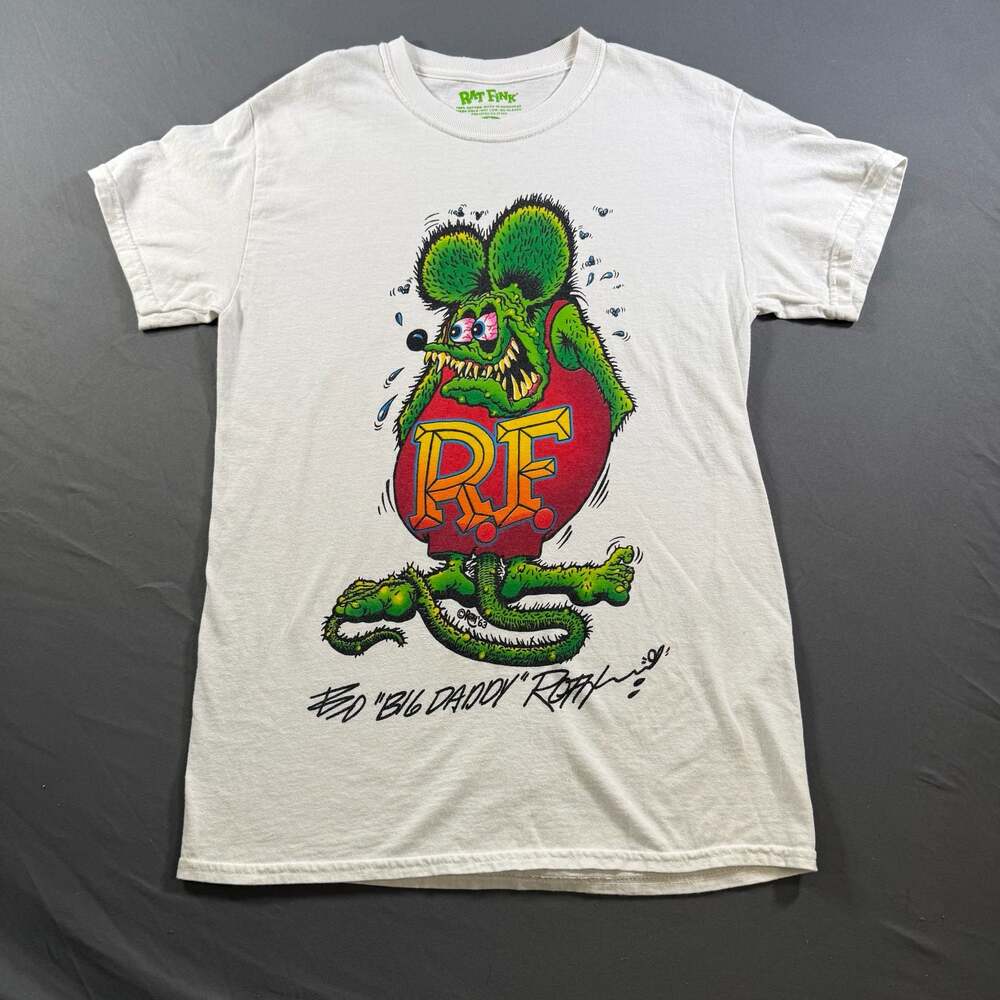 Rat Fink Ed Big Daddy Roth T-Shirt Men’s Small White Hot Rod Kustom Graphic